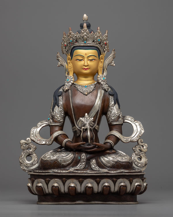 Amitayus Buddha Statue | Buddhist Sculpture Gilded in Gold and Silver