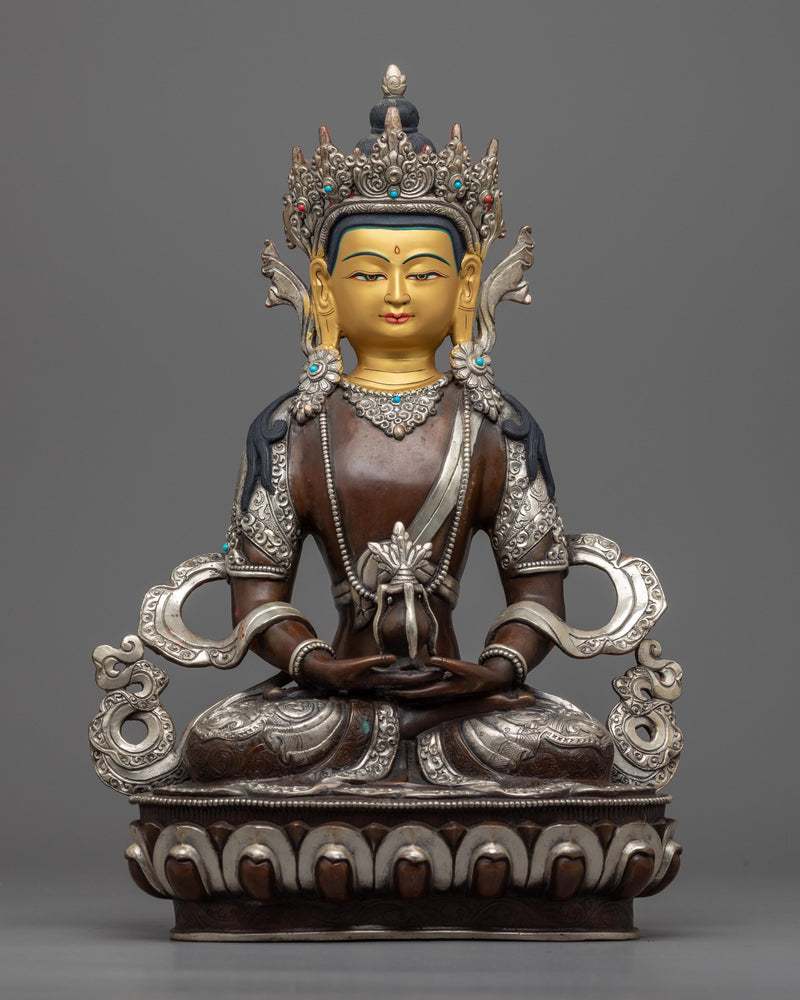 Amitayus Buddha Statue | Buddhist Sculpture Gilded in Gold and Silver