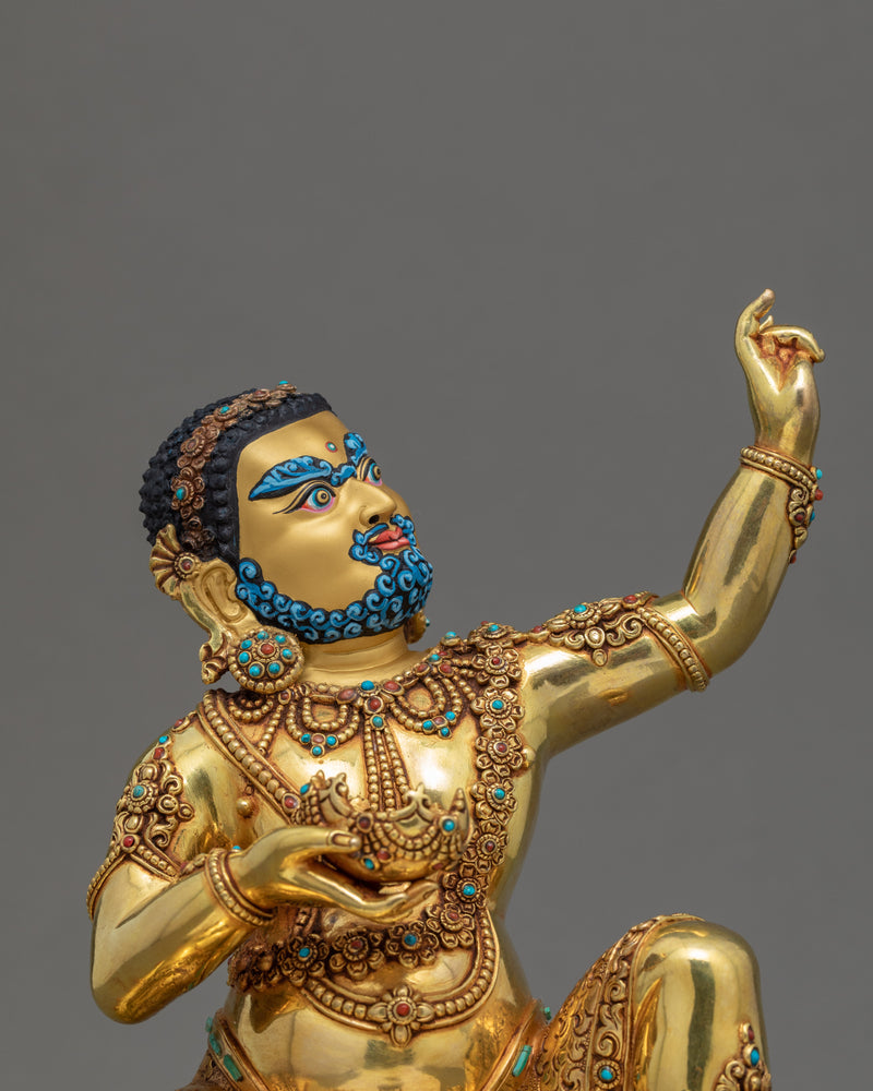 Mahasiddha Virupa Statue | Traditional Gold Gilded Art