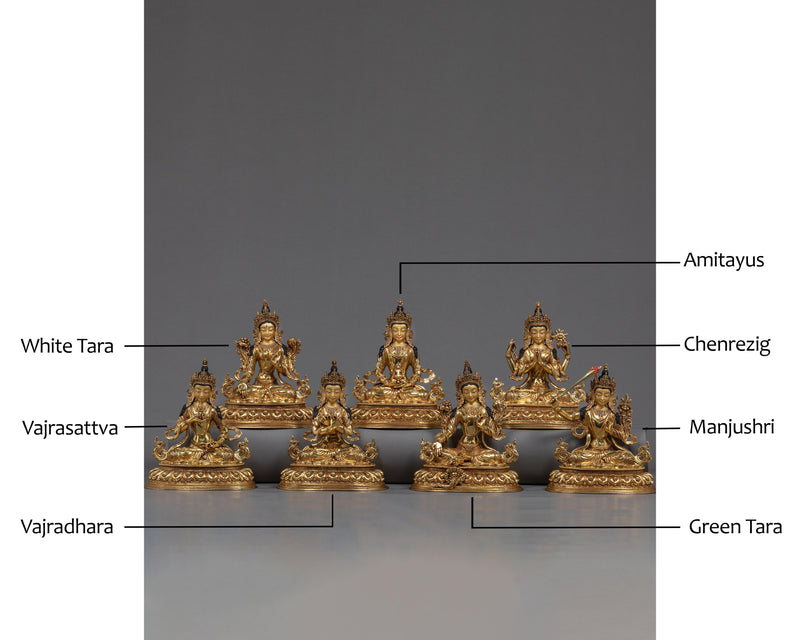 Auspicious Set of Seven Bodhisattva Statues for your Meditation Altar