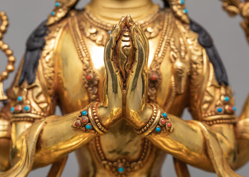 Chenrezig Statue | Plated With Gold Buddhist Sculpture