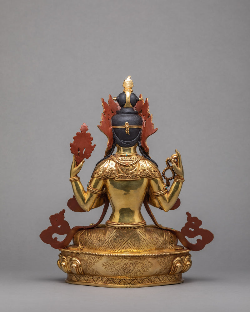 Chenrezig Statue | Plated With Gold Buddhist Sculpture