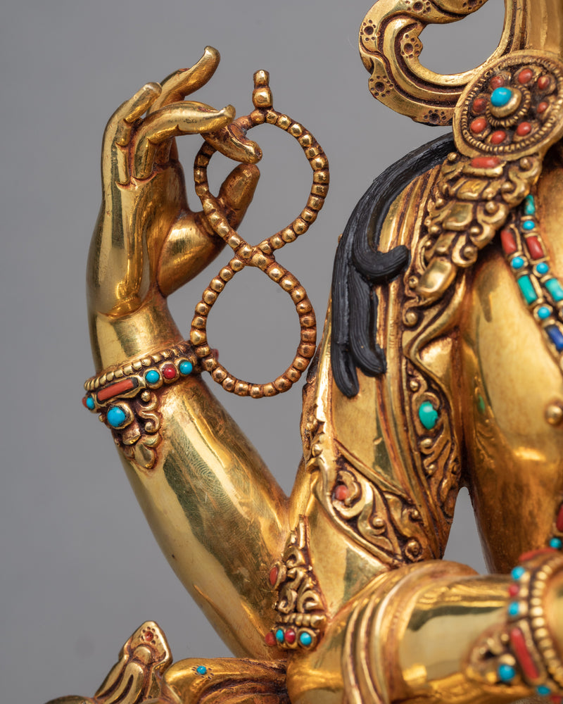 Chenrezig Statue | Avalokiteshvara Gold Plated Statue | Tibetan Buddhist Art