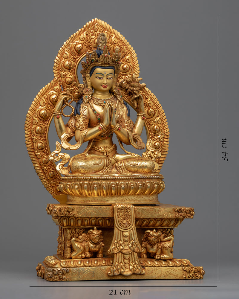 Traditional Buddhist Statue For Avalokiteshvara Chant | Bodhisattva Chenrezig Sculpture