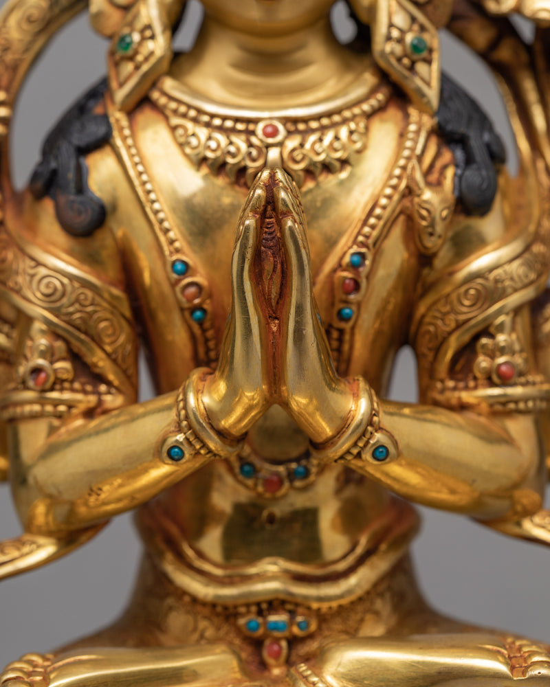 Chenrezig Statue | Gold-plated Avalokiteshvara Art