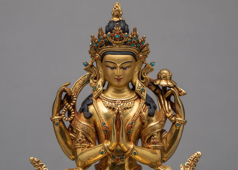 Chenrezig Statue | Gold-plated Avalokiteshvara Art