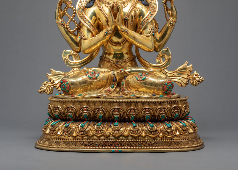 4 Arms Chenrezig | Tibetan Statue | Bodhisattva Of Compassion