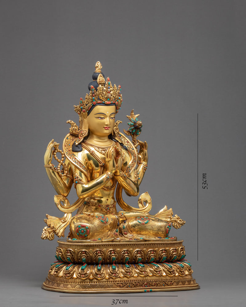 4 Arms Chenrezig | Tibetan Statue | Bodhisattva Of Compassion