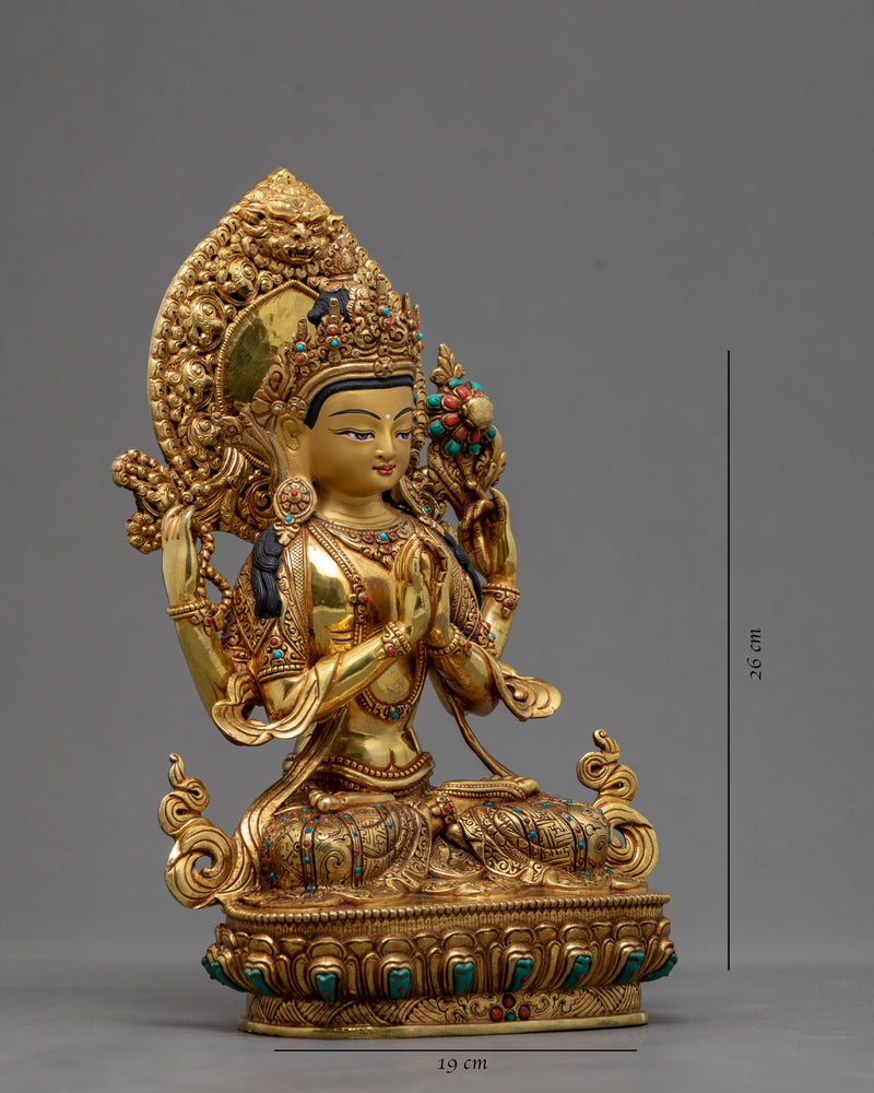 Green Tara With Bodhisattva Statue Set | Vajradhara | Vajrasattva | Chenrezig