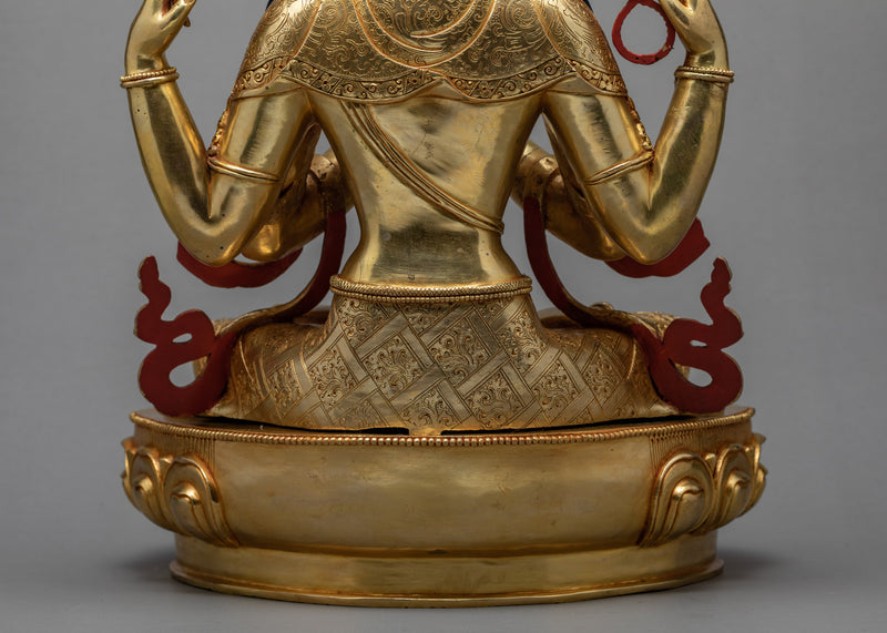 Avalokiteshvara Chenrezig | Gold Gilded Statue | Himalayan Buddhist Art