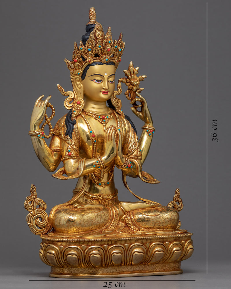 The Bodhisattva Avalokiteshvara Sculpture | Hand Carved Himalayan Art