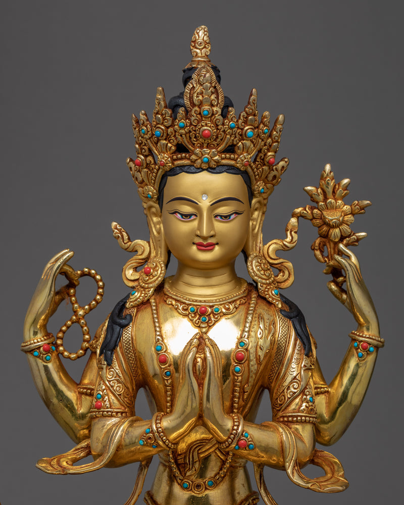 The Bodhisattva Avalokiteshvara Sculpture | Hand Carved Himalayan Art