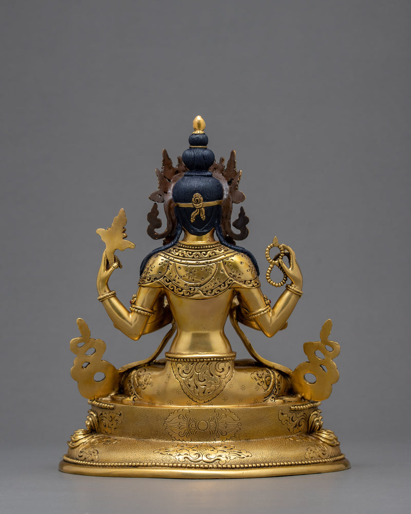 Four Armed Chenrezig | Traditional Bodhisattva Sculpture