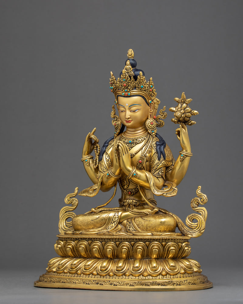 Chenrezig Bodhisattva Sculpture | Finely Hand Carved Statue