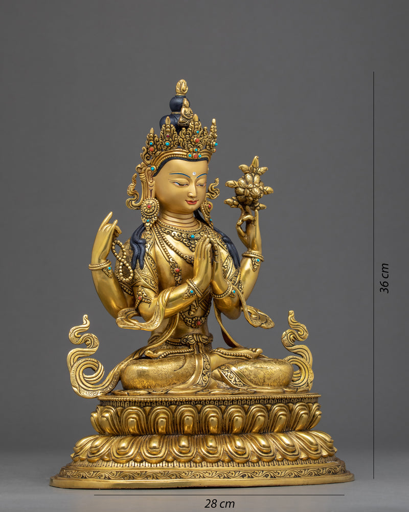 Chenrezig Bodhisattva Sculpture | Finely Hand Carved Statue