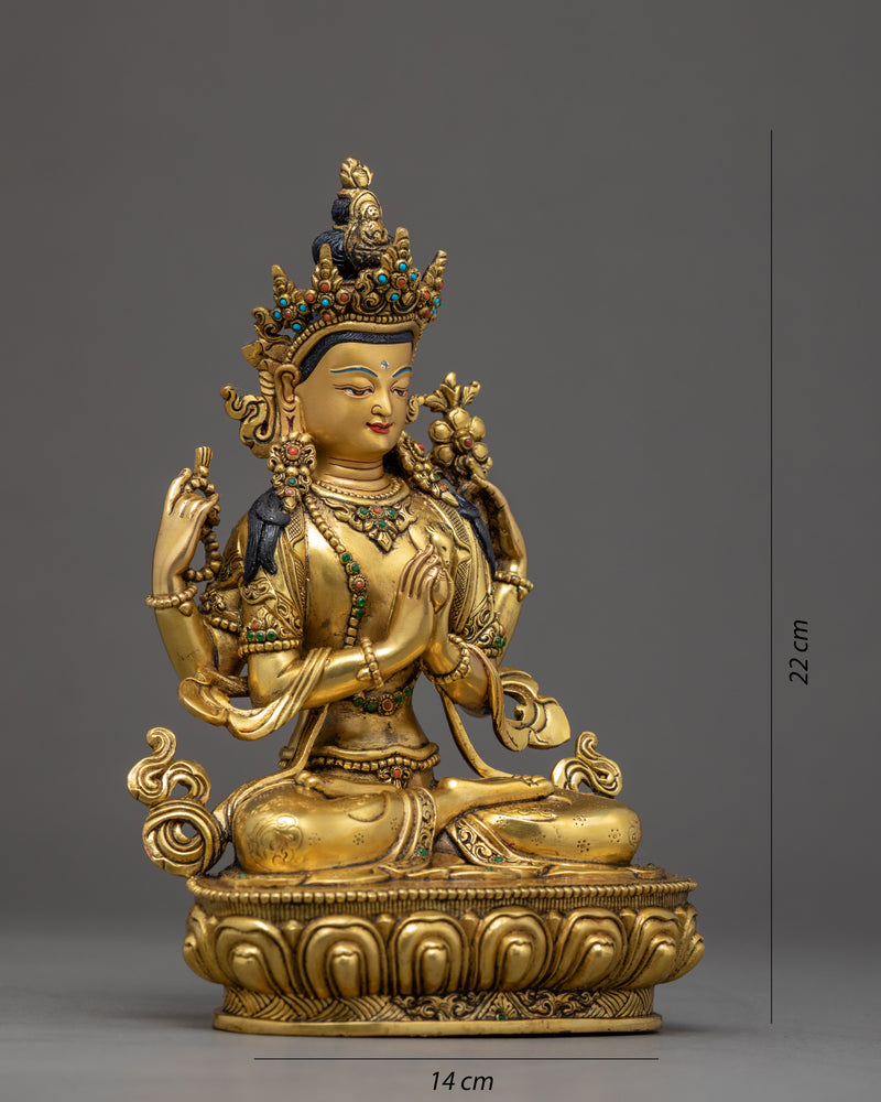 Chenrezig Avalokiteshvara Sculpture | Traditional Hand Carved Buddhist Art