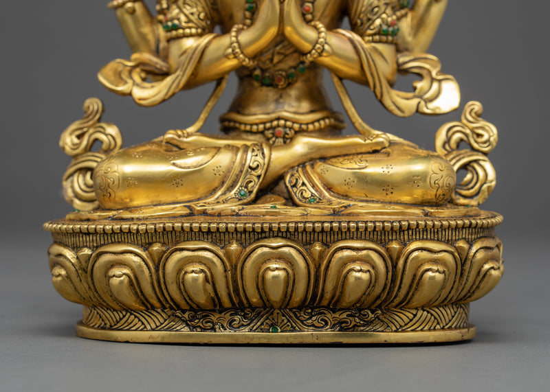 Chenrezig Avalokiteshvara Sculpture | Traditional Hand Carved Buddhist Art