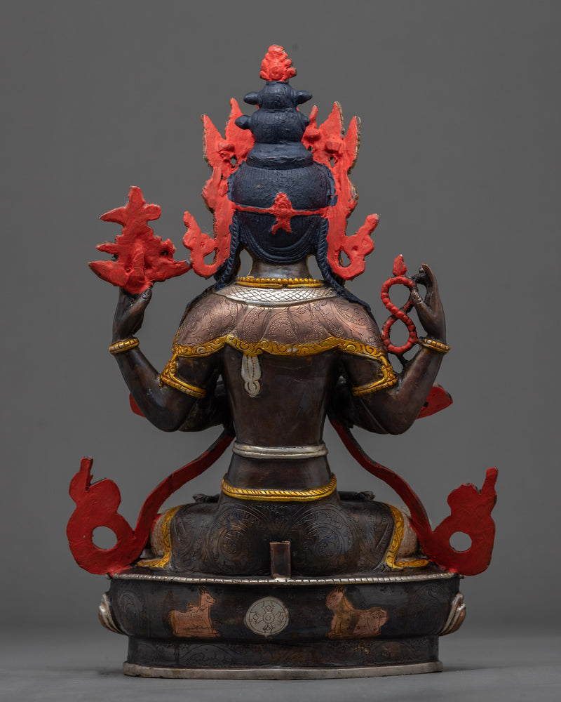 Four Arm Bodhisattva Statue | Traditional Tibetan Art