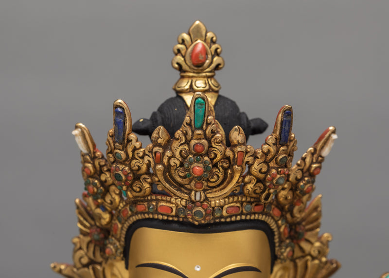 Handmade Chenrezig Statue | Avalokiteshvara statue adorned with Turquoise