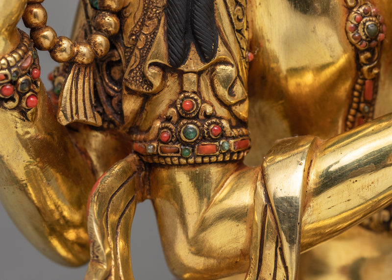 Handmade Chenrezig Statue | Avalokiteshvara statue adorned with Turquoise