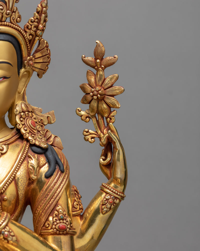 The Bodhisattva Avalokiteshvara Statue | Traditionally Hand Carved Nepali Sculpture