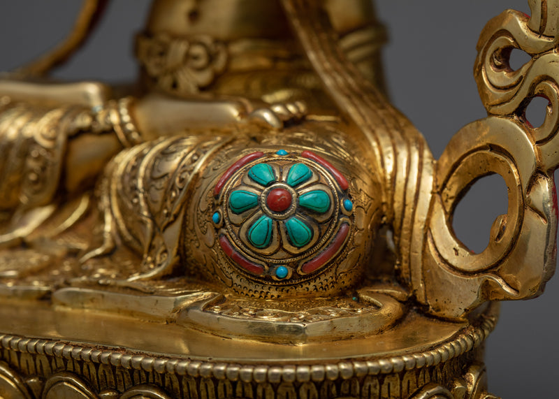 Four Armed Chenrezig Statue | 24K Gold Tibetan Sculpture