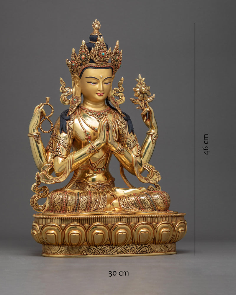 Bodhisattva Chenrezig Sculpture | Traditional Buddhist Art Nepal