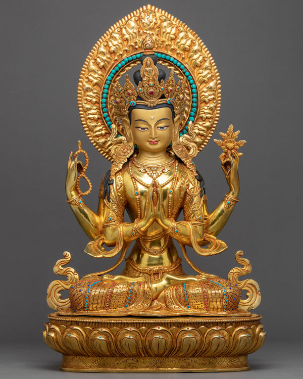 Chenrezig Gold Plated Sculpture