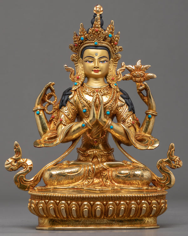 Four Armed Chenrezig Statue Himalayan Sculpture 