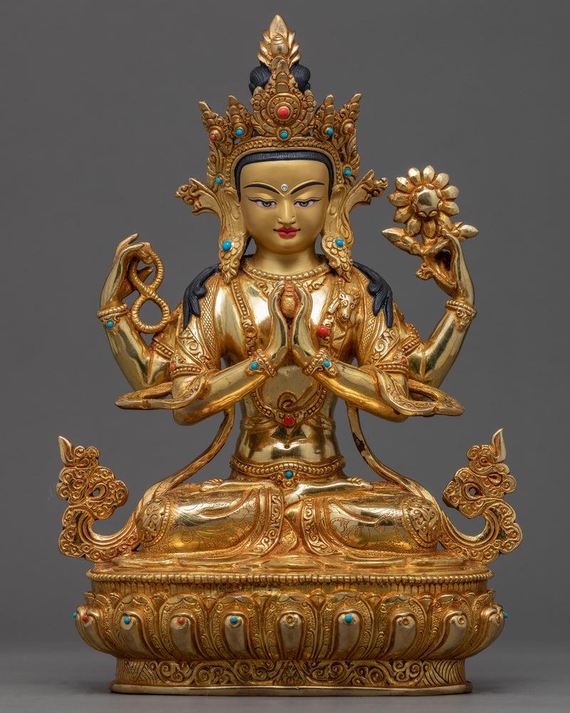 Bodhisattva Four Arm Avalokiteshvara Statue