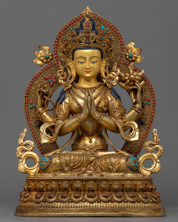 4 Arm Chenrezig Himalayan Sculpture