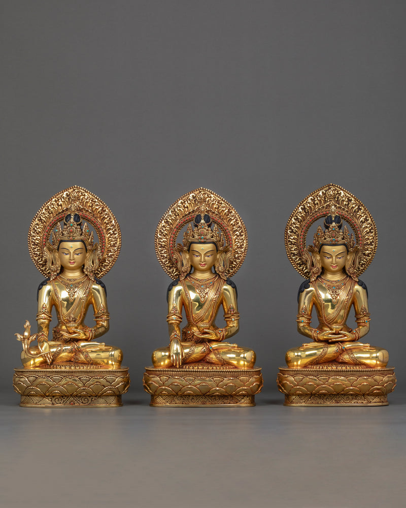 Three Buddha Crown  Statue