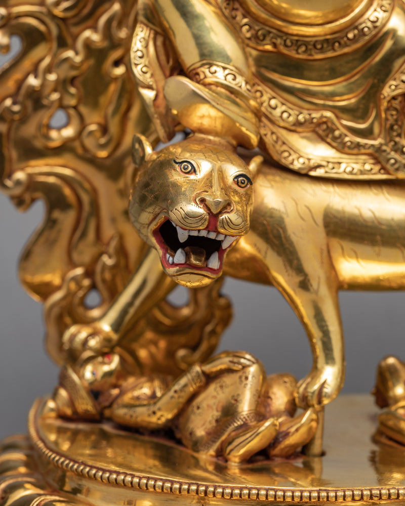 Dorje Drollo Statue | 24k Gold Gilded Sculpture | Manifestation Of Guru Rinpoche