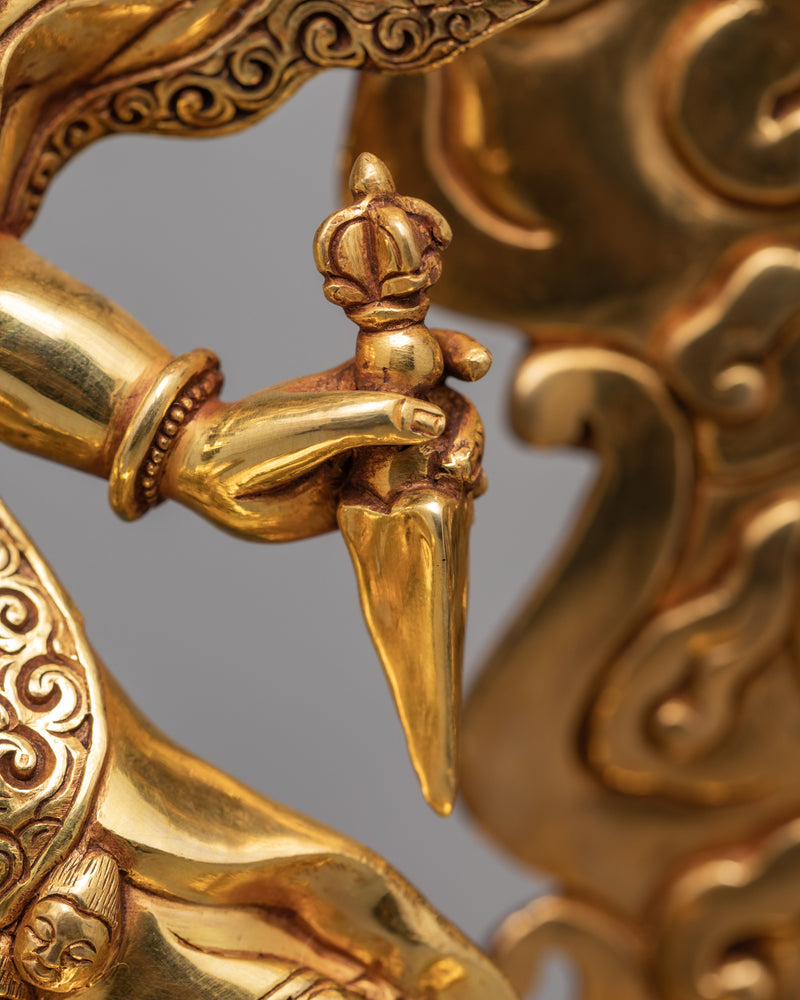 Dorje Drollo Statue | 24k Gold Gilded Sculpture | Manifestation Of Guru Rinpoche