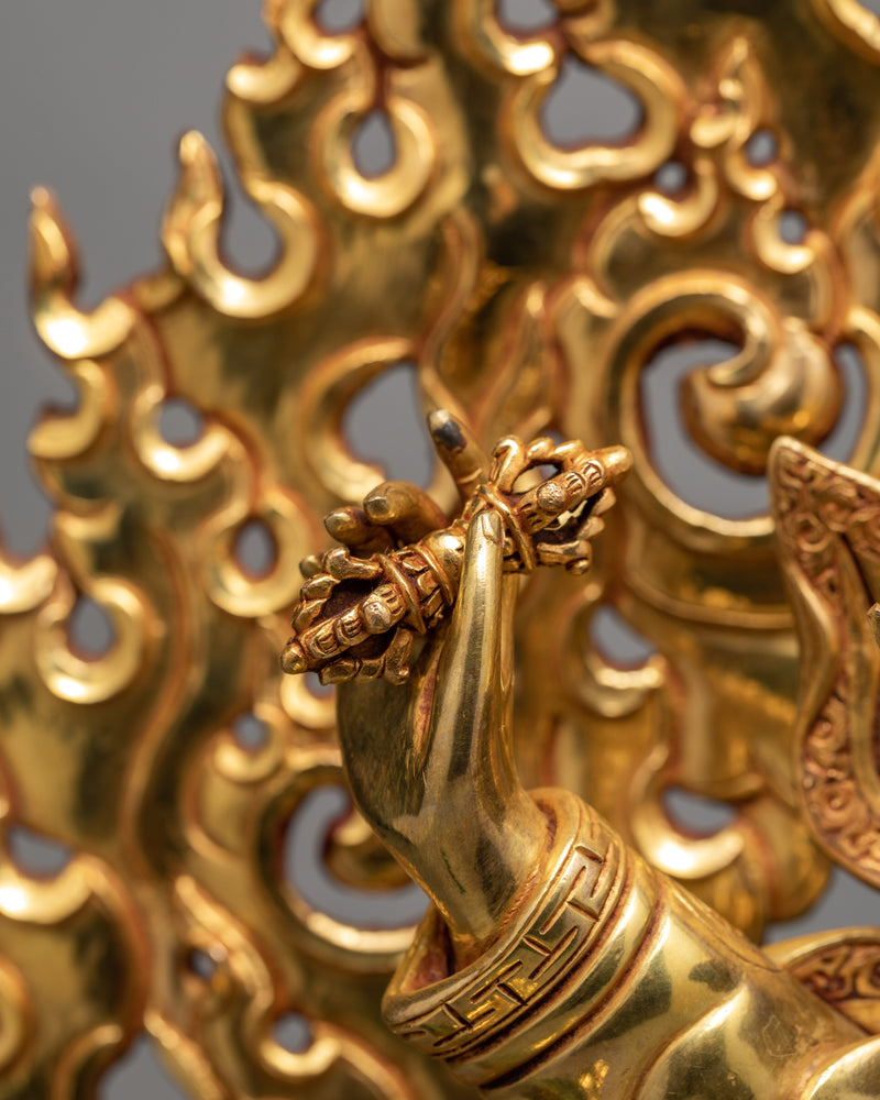 Dorje Legpa Statue | Nyingma Protector | Gold Gilded Statue