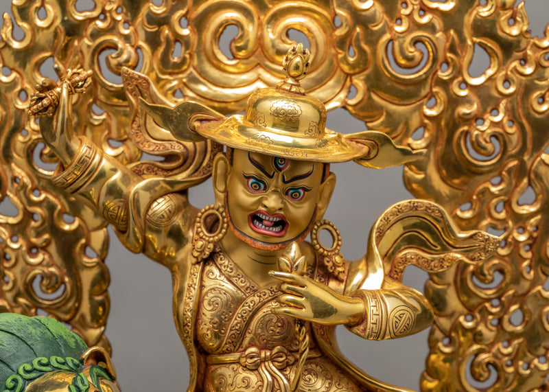 Dorje Legpa Statue | Nyingma Protector | Gold Gilded Statue