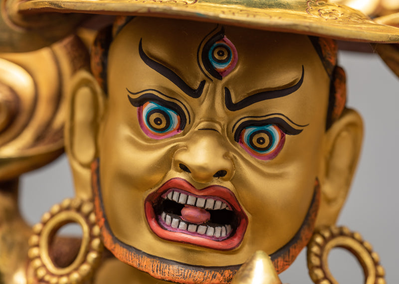 Dorje Legpa Statue | Nyingma Protector | Gold Gilded Statue