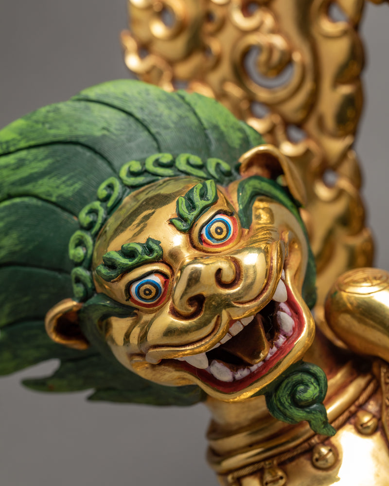 Dorje Legpa Statue | Nyingma Protector | Gold Gilded Statue