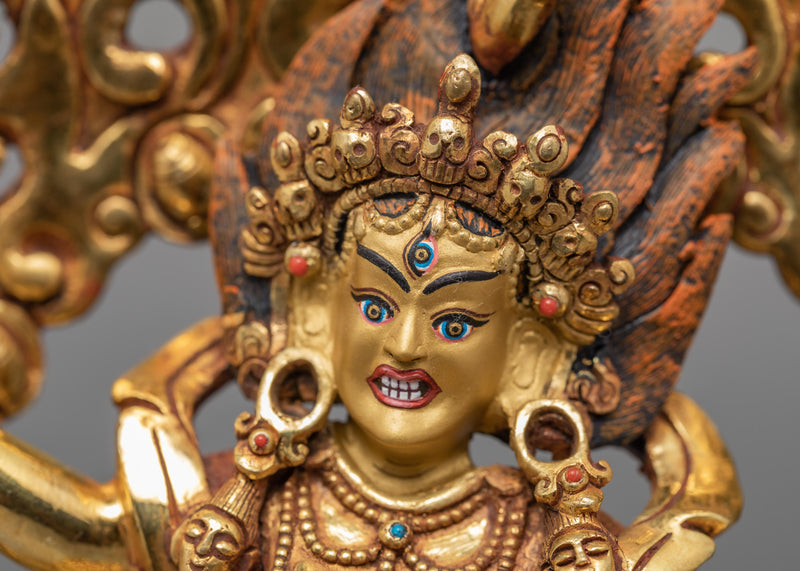 Standing Dorje Phagmo Statue | Gold Gilded Tibetan Art