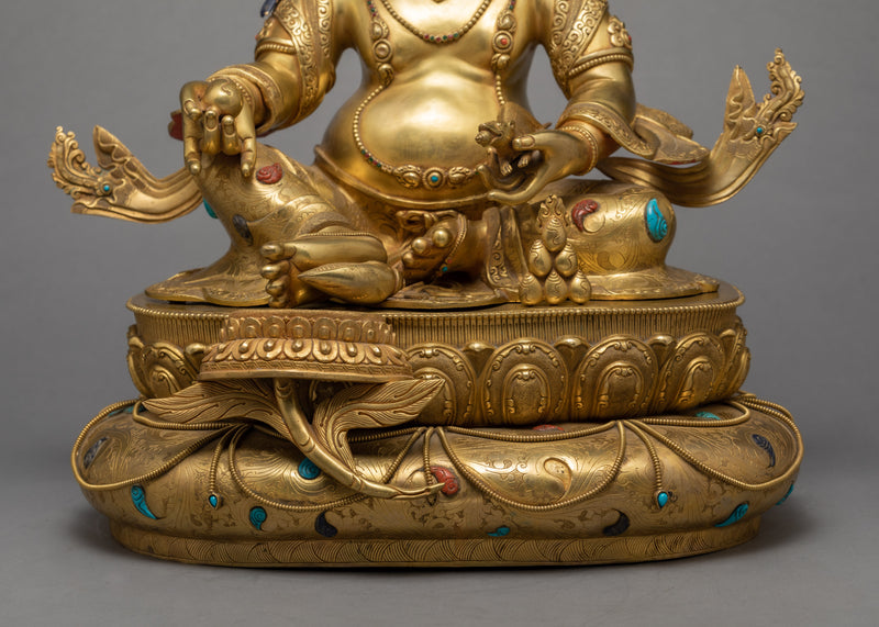 The Wealth Deity of Buddhism, Dzambhala Gold Statue From Nepal