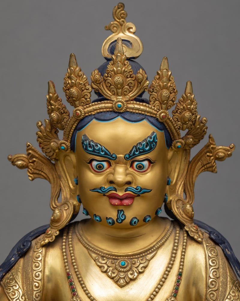 The Wealth Deity of Buddhism, Dzambhala Gold Statue From Nepal