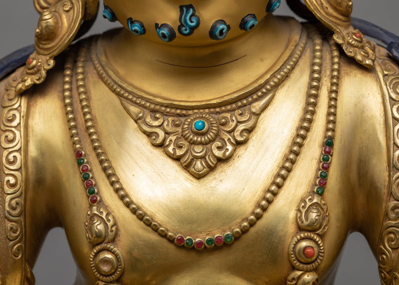 The Wealth Deity of Buddhism, Dzambhala Gold Statue From Nepal