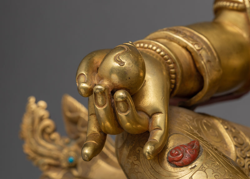 The Wealth Deity of Buddhism, Dzambhala Gold Statue From Nepal