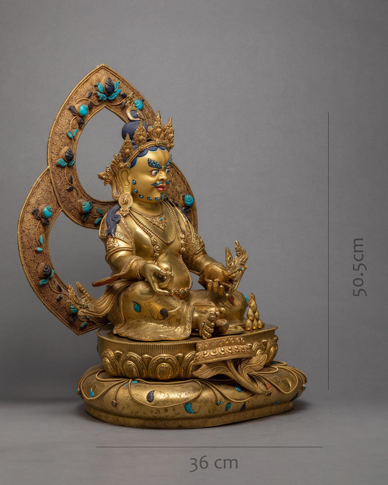 The Wealth Deity of Buddhism, Dzambhala Gold Statue From Nepal