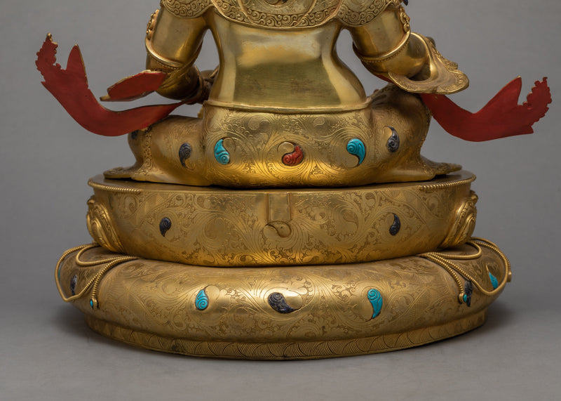 The Wealth Deity of Buddhism, Dzambhala Gold Statue From Nepal