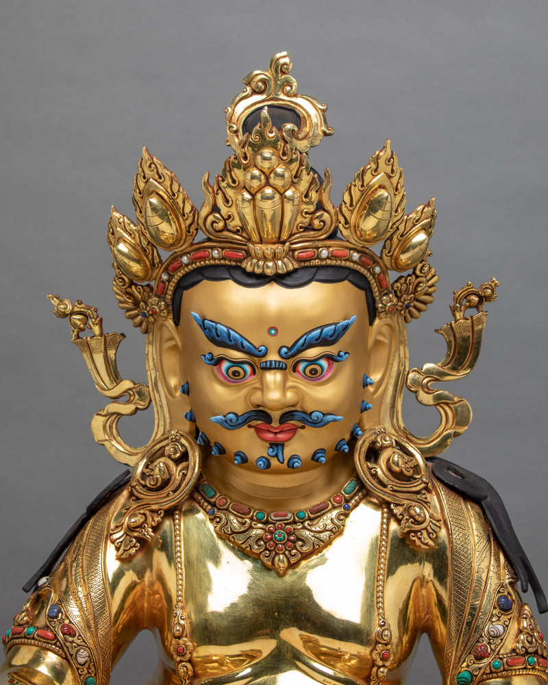 Wealth Deity Dzambhala, Fully Gold Plated Buddhist Statue From Nepal