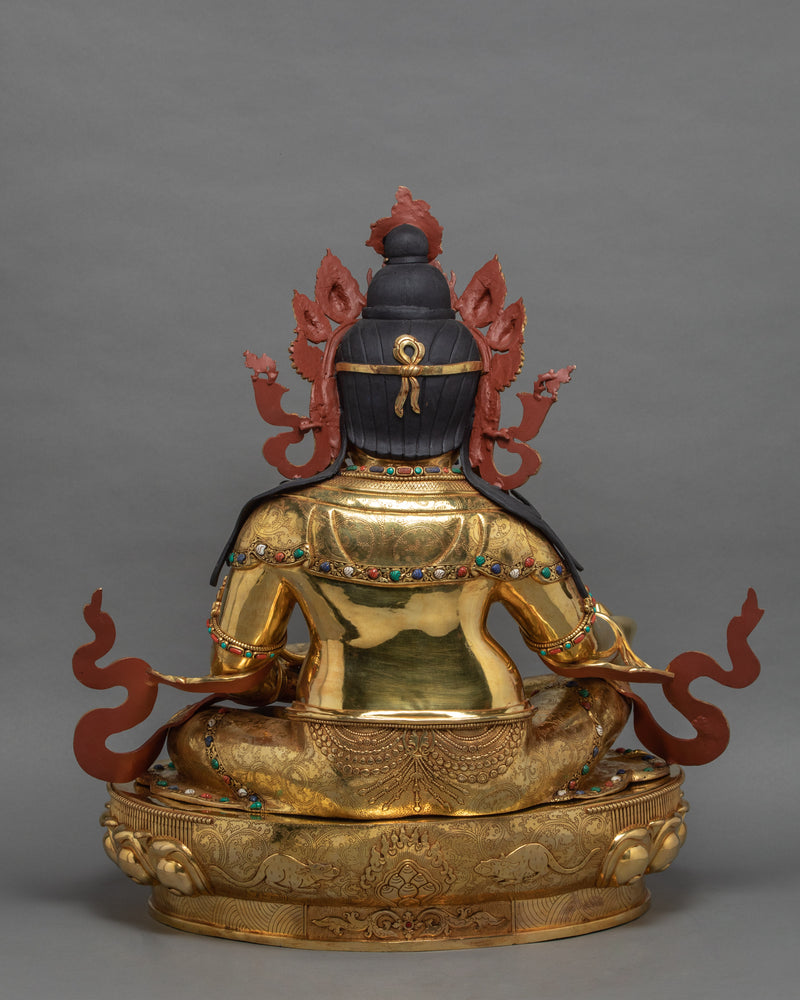 Wealth Deity Dzambhala, Fully Gold Plated Buddhist Statue From Nepal