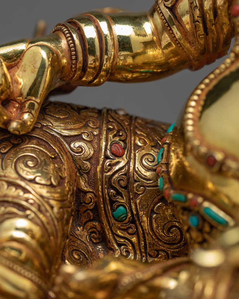 Dzambhala Statue | 24k Gold Glided | Himalayan Buddhist Art