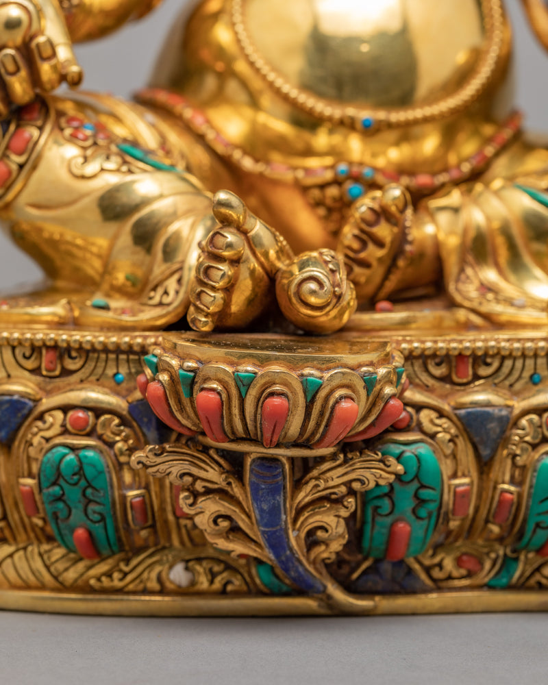 Dzambhala Statue | Gold Glided | Handmade Buddhist Statue