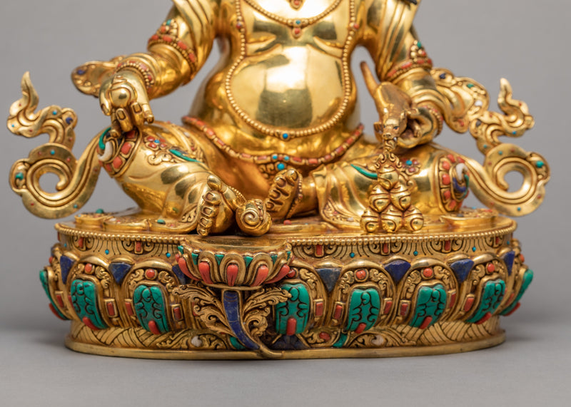 Dzambhala Statue | Gold Glided | Handmade Buddhist Statue